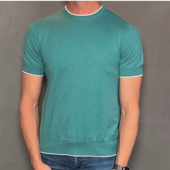 N. Peal Other - N.Peal‎ London Aqua Blue Cotton-Cashmere Tee (NWOT) – Size S